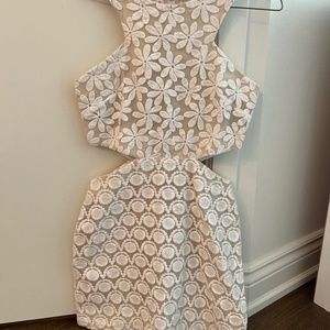 Shakuhachi white floral cutout dress